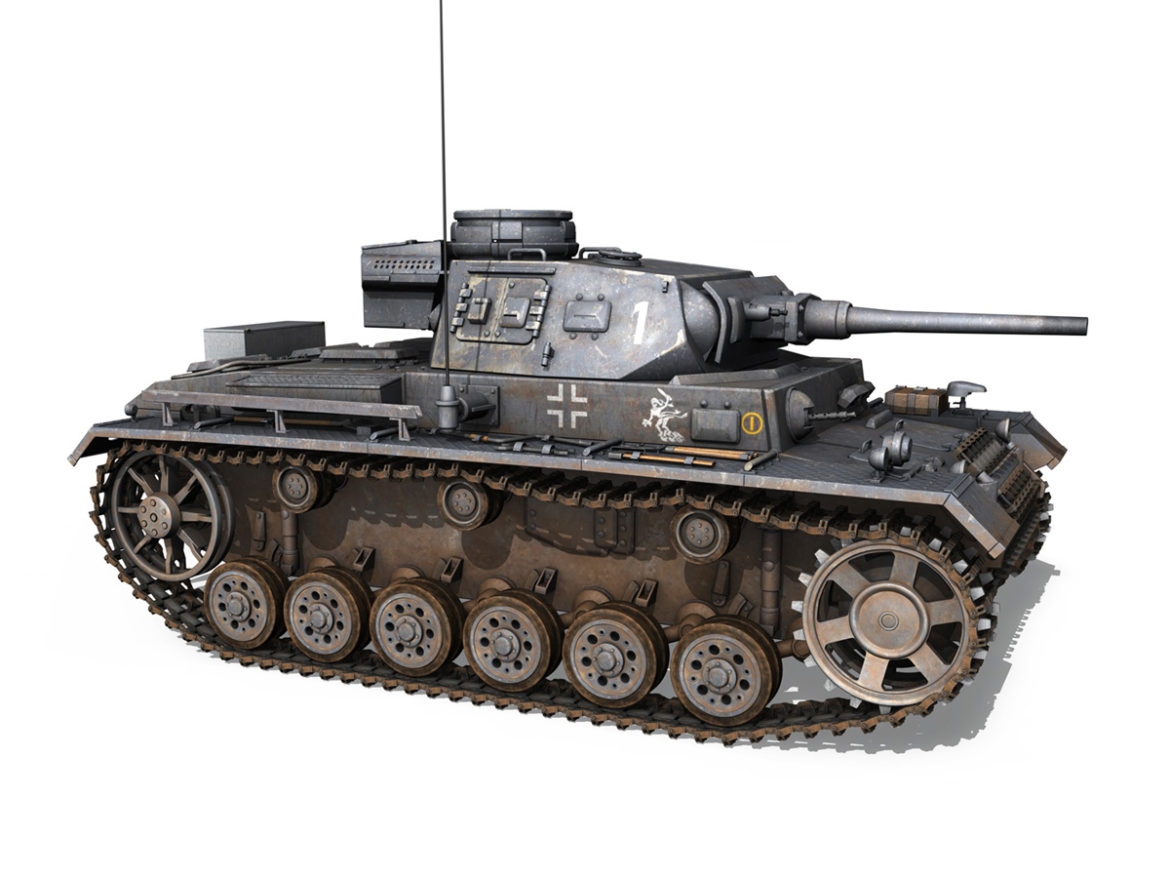 pzkpfw iii – panzer 3 – ausf.j – 1k 3d model lwo lw lws obj c4d 3ds fbx 266450