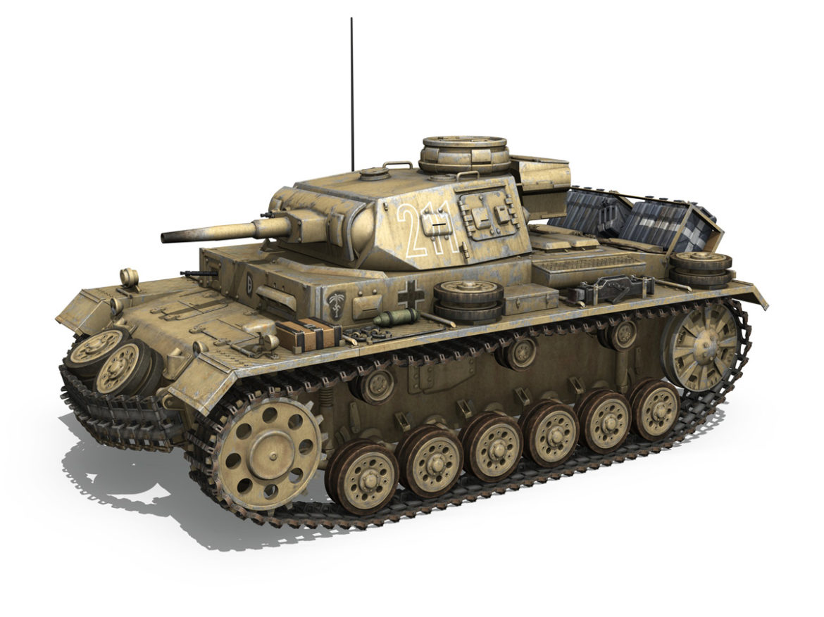pzkpfw iii – panzer 3 – ausf.g – dak – 211 3d model 3ds c4d fbx lwo lw lws obj 266464