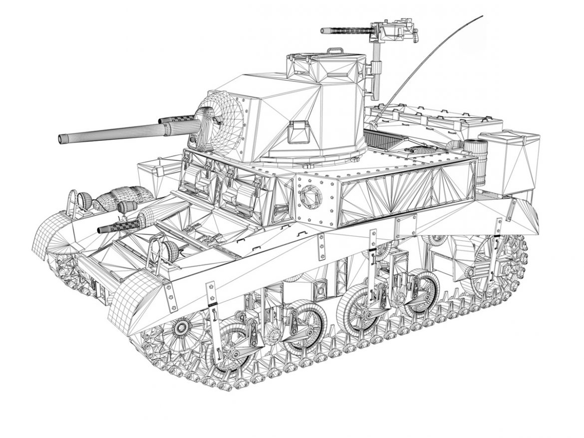 m3 light tank honey 3d model 3ds fbx c4d lwo obj 187322