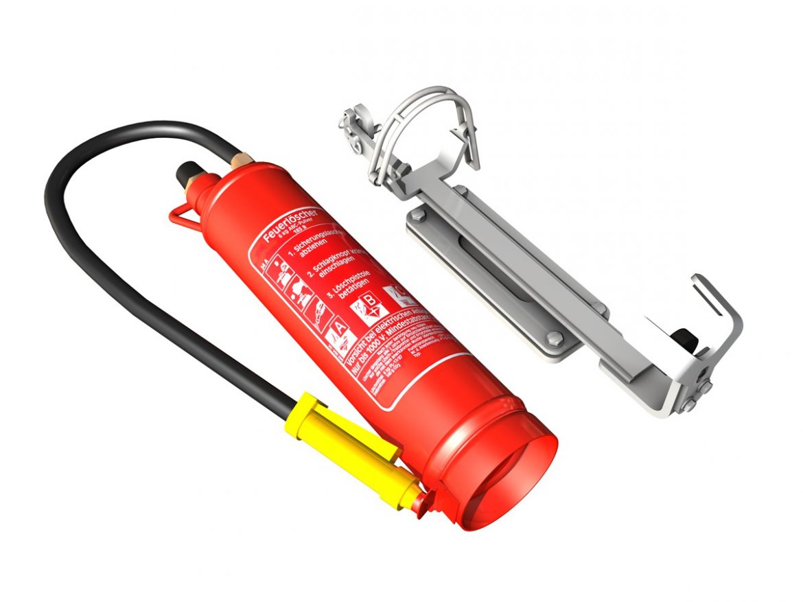 fire extinguisher with vehicle mounting 3d model 3ds fbx c4d lwo obj 188495