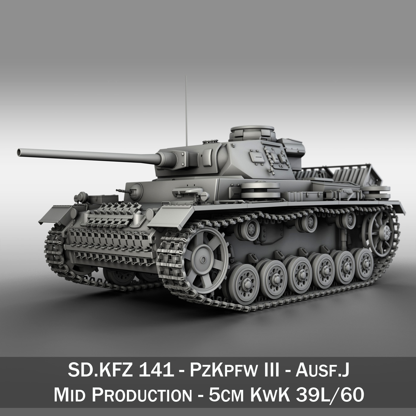 SD.KFZ 141 PzKpfw 3 Panzer 3 Ausf.J 3D Model – Buy SD.KFZ 141 PzKpfw 3 ...