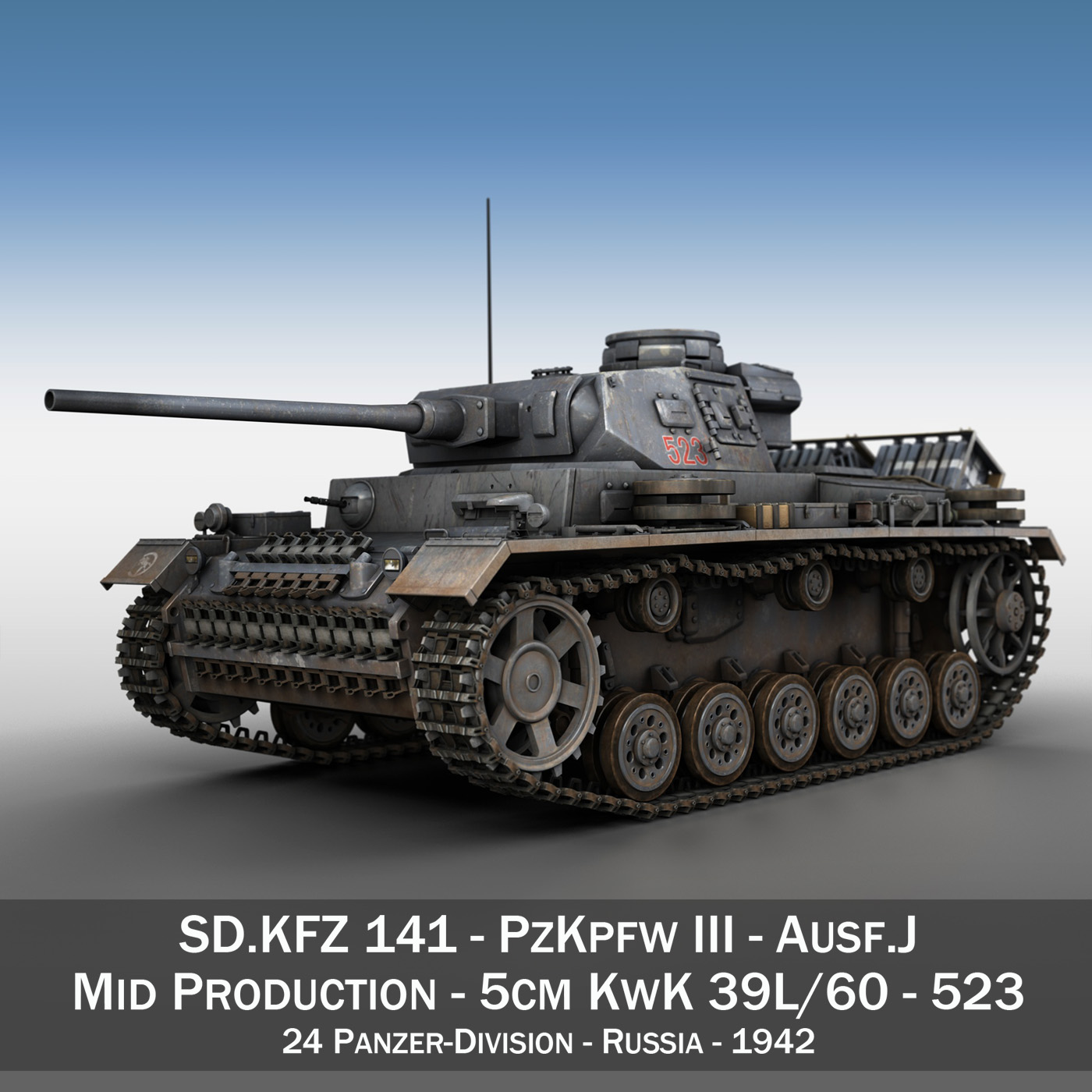 pzkpfw iii – panzer 3 – ausf.j – 523 3d model 3ds fbx c4d lwo obj 189074