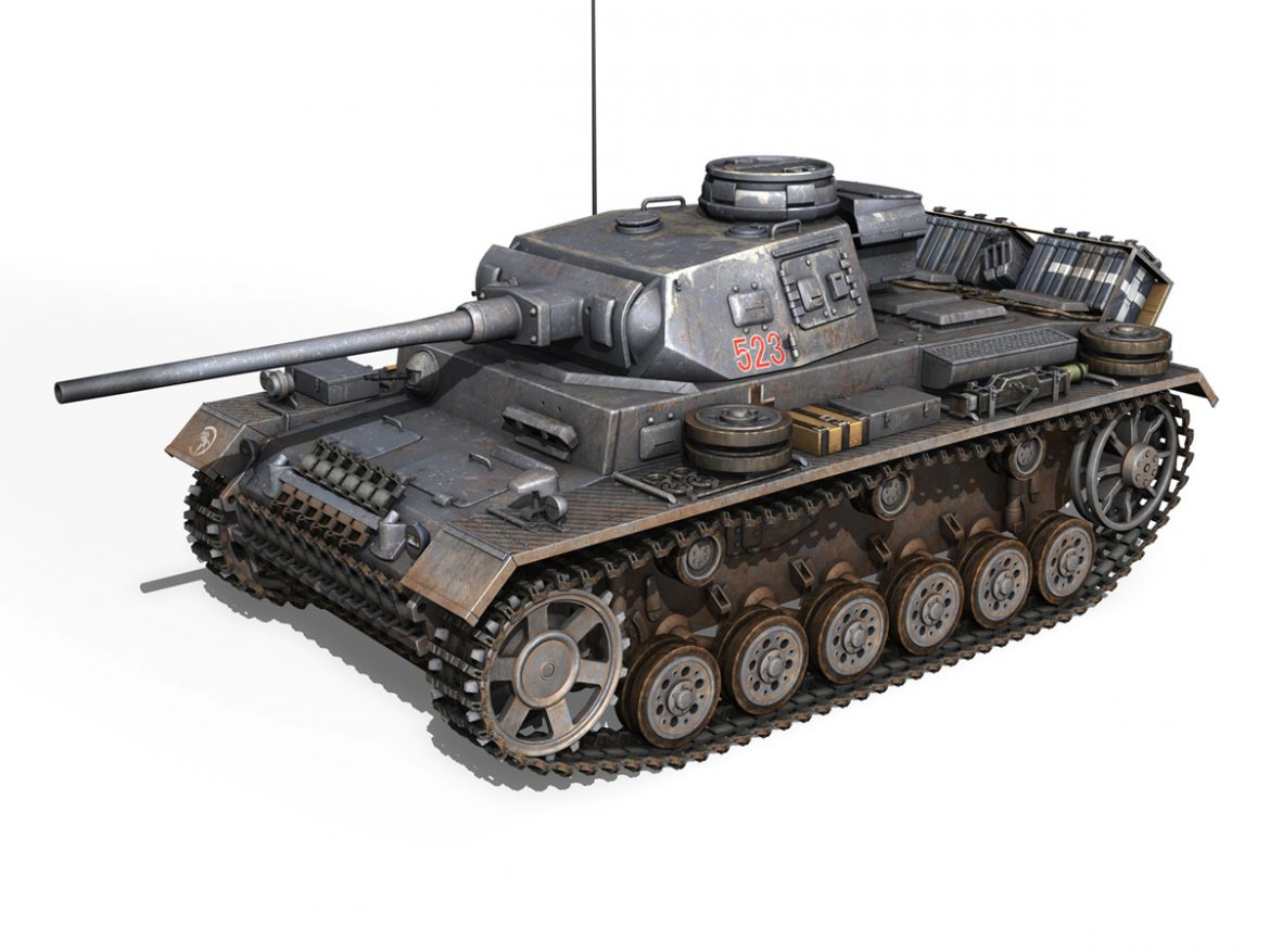 pzkpfw iii – panzer 3 – ausf.j – 523 3d model 3ds fbx c4d lwo obj 189076