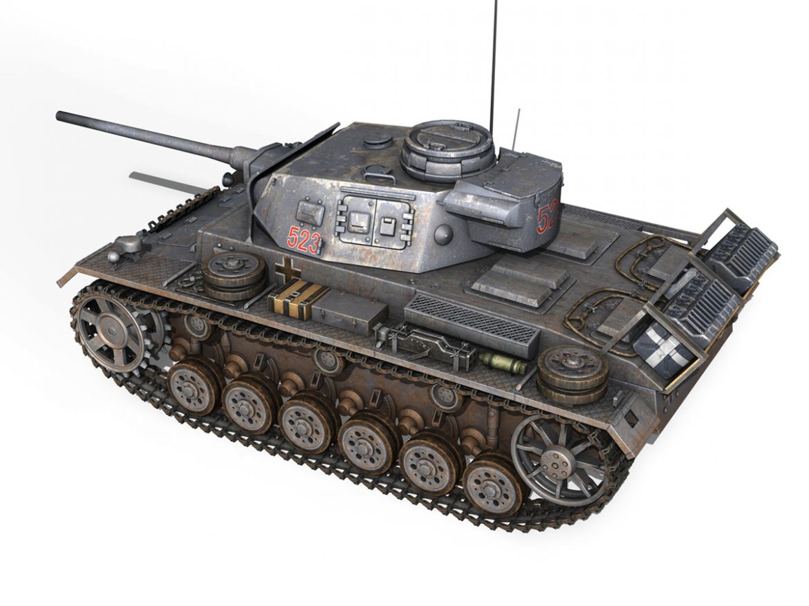 pzkpfw iii – panzer 3 – ausf.j – 523 3d model 3ds fbx c4d lwo obj 189077