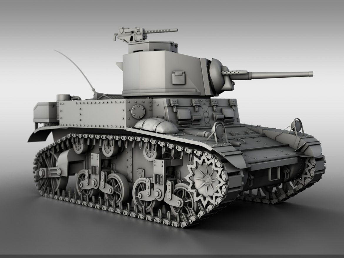 m3 light tank stuart – early production 3d model 3ds fbx c4d lwo obj 189169