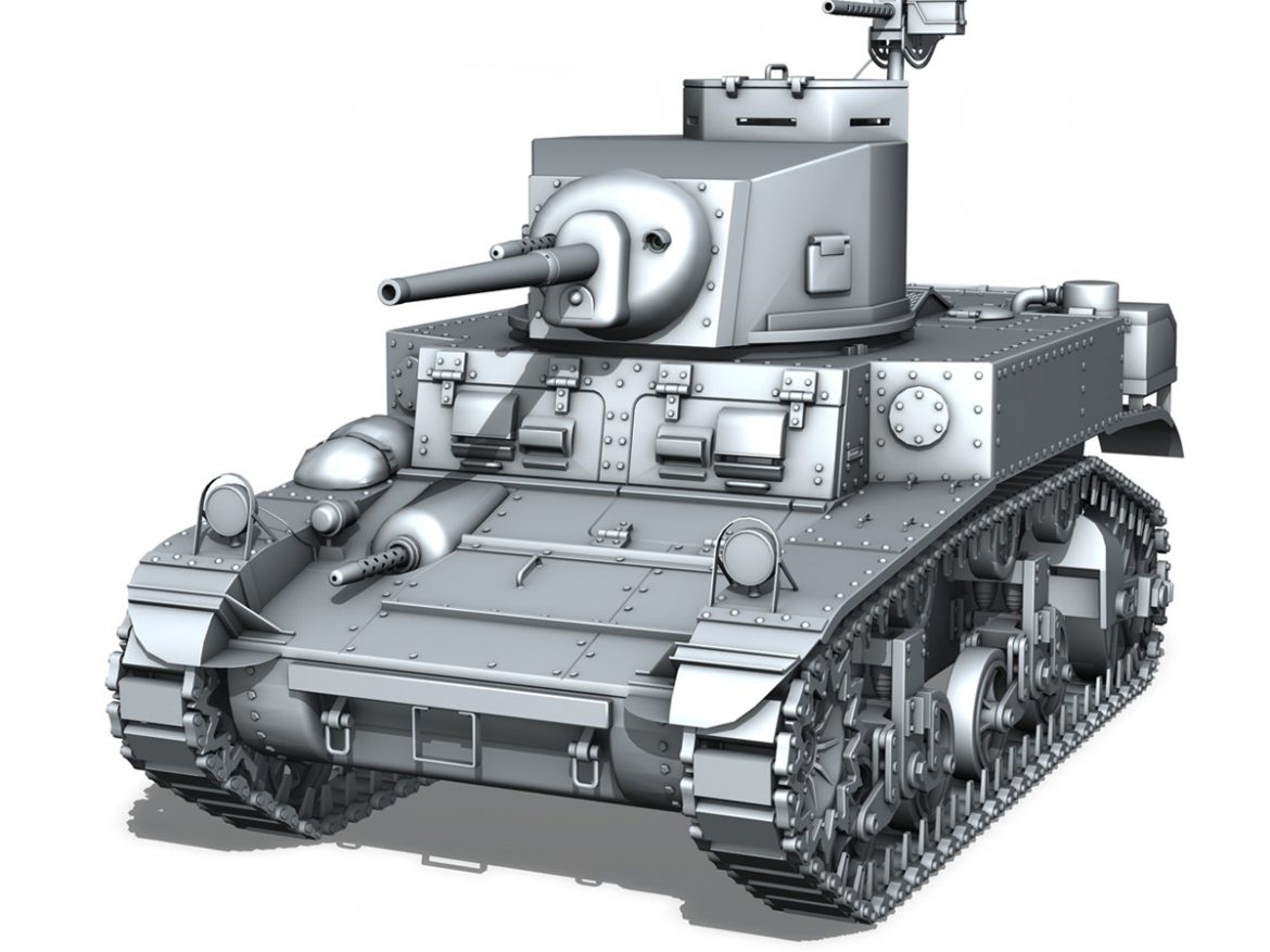 m3 light tank stuart – early production 3d model 3ds fbx c4d lwo obj 189170