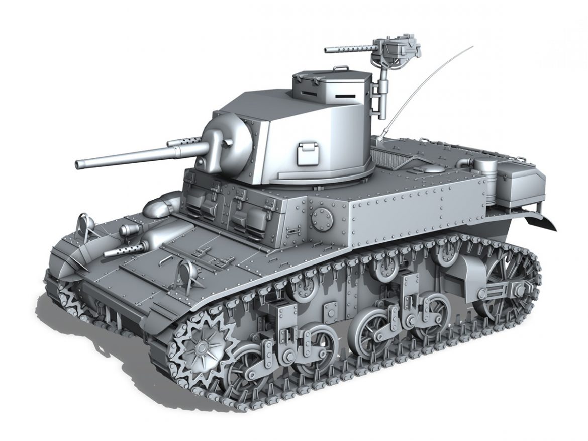 m3 light tank stuart – early production 3d model 3ds fbx c4d lwo obj 189171
