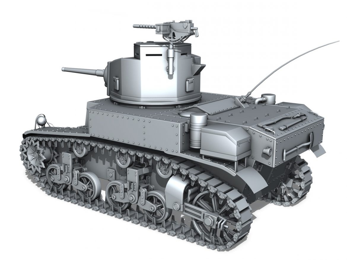 m3 light tank stuart – early production 3d model 3ds fbx c4d lwo obj 189172