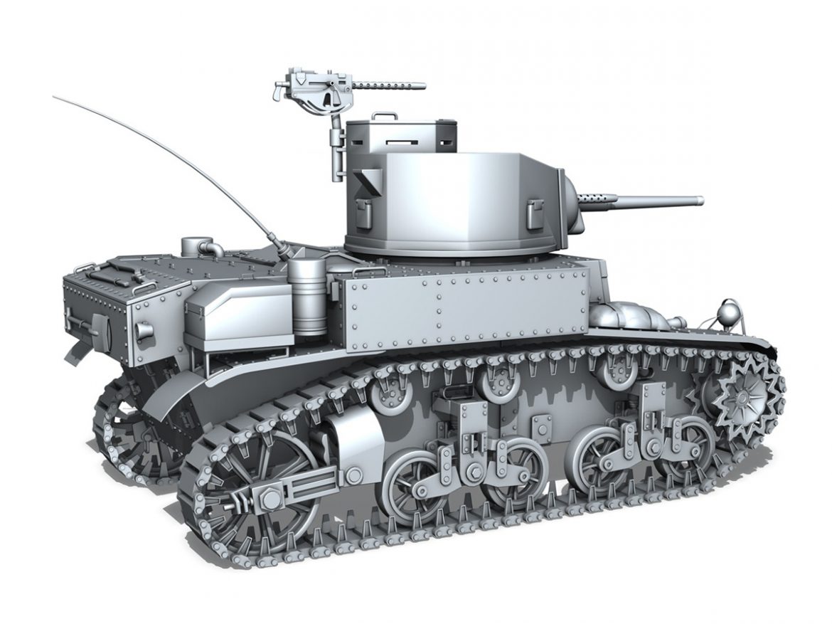 m3 light tank stuart – early production 3d model 3ds fbx c4d lwo obj 189174
