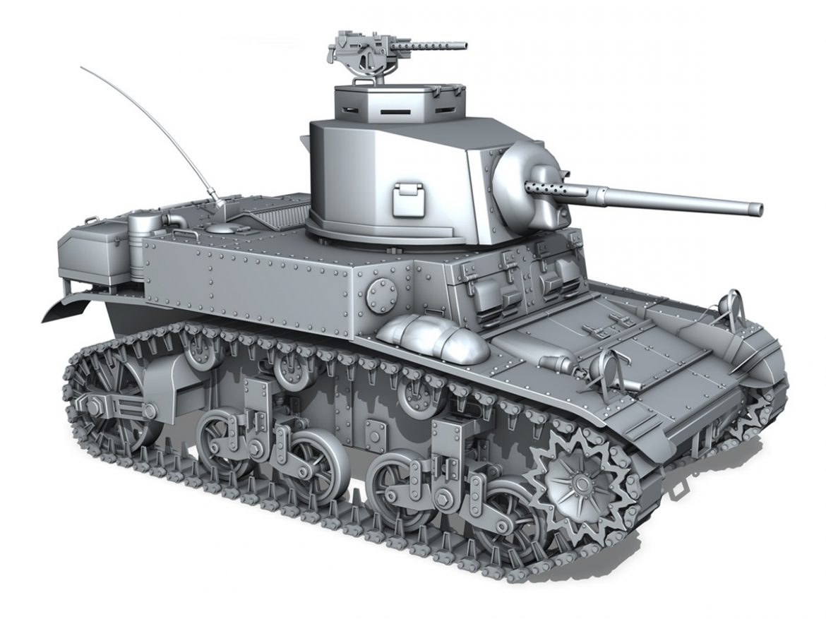m3 light tank stuart – early production 3d model 3ds fbx c4d lwo obj 189175