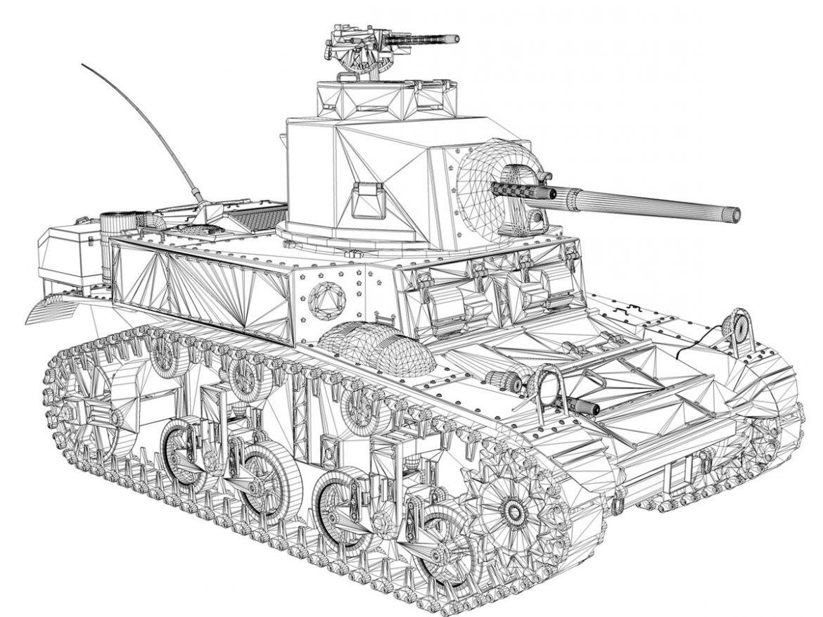 m3 light tank stuart – early production 3d model 3ds fbx c4d lwo obj 189178