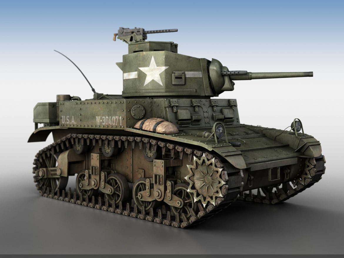 m3 us light tank stuart 3d model 3ds fbx c4d lwo obj 189185