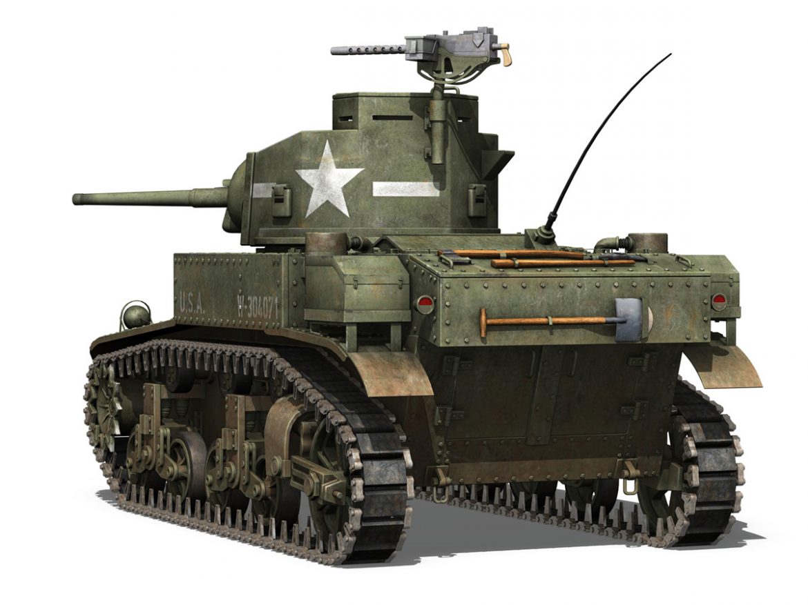 m3 us light tank stuart 3d model 3ds fbx c4d lwo obj 189188
