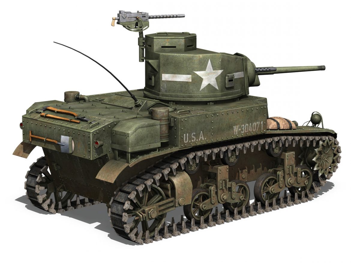 m3 us light tank stuart 3d model 3ds fbx c4d lwo obj 189189
