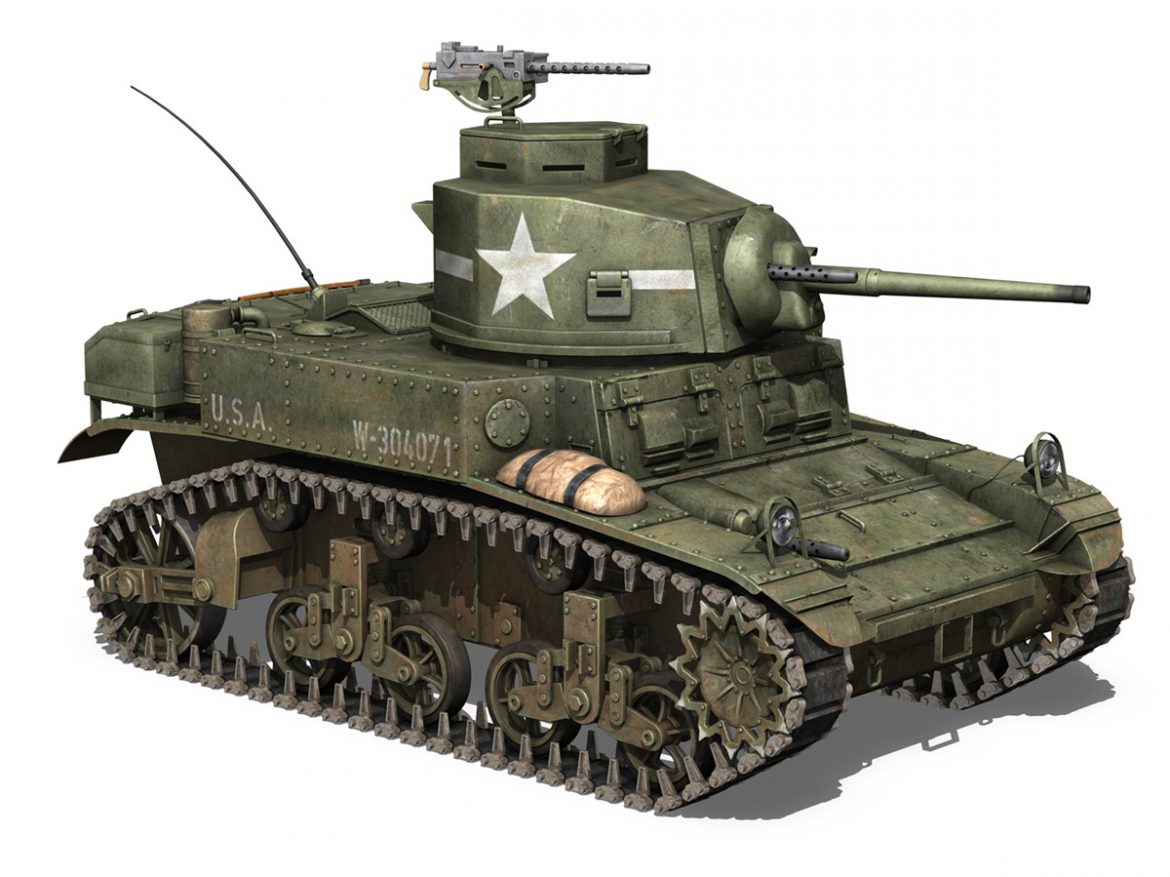 m3 us light tank stuart 3d model 3ds fbx c4d lwo obj 189190