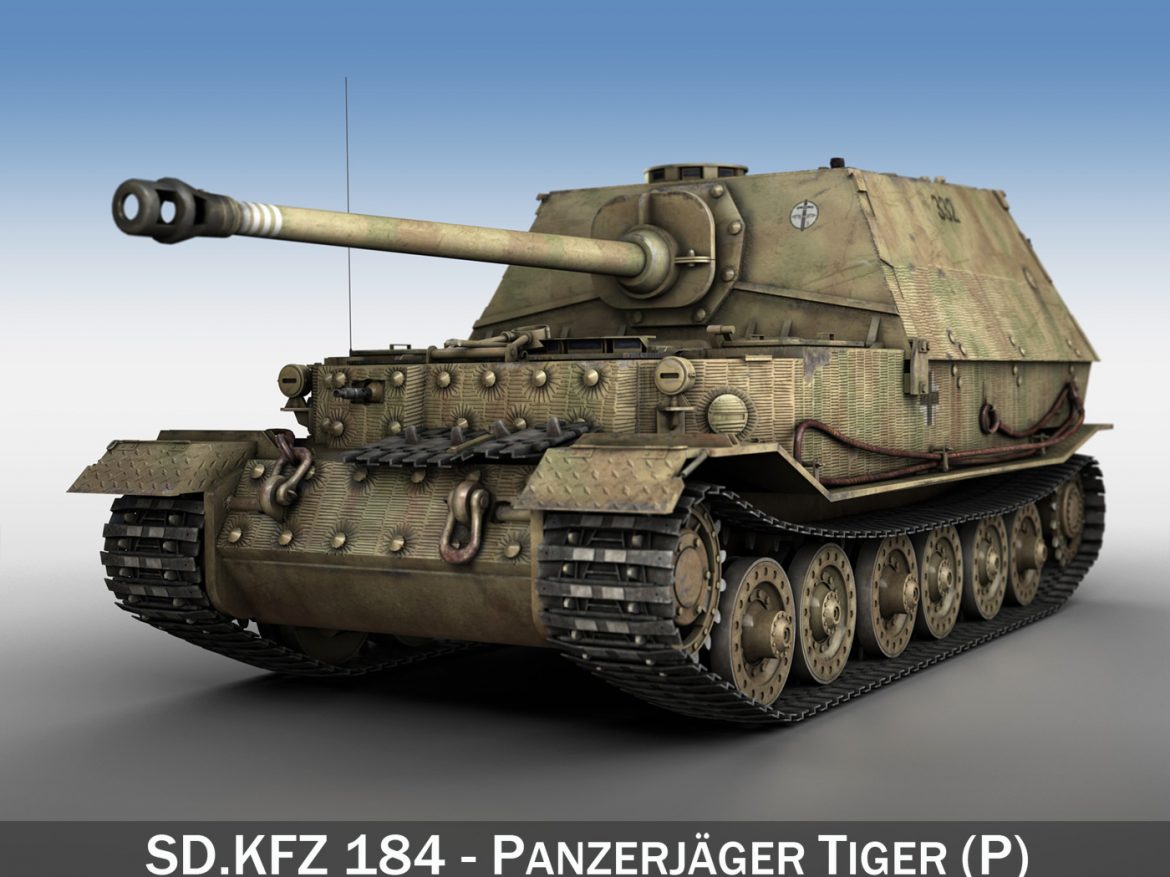 sd.kfz 184 tank destroyer tiger (p) elefant 3d model 3ds fbx c4d lwo obj 190003