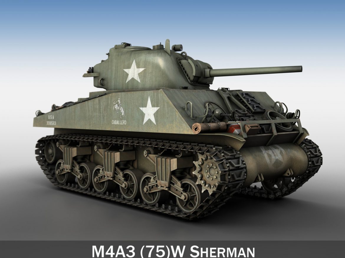 m4a3 75mm – sherman – caballero 3d model 3ds fbx c4d lwo obj 190479