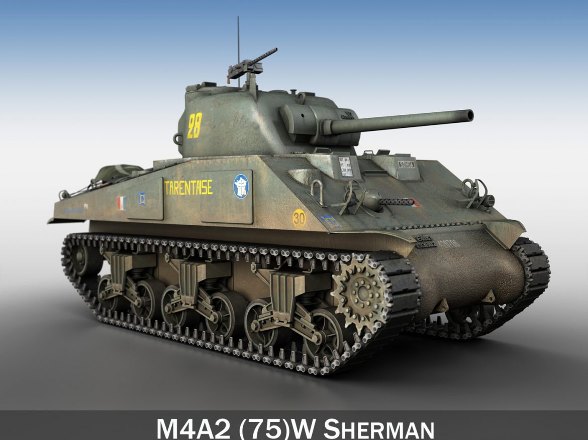 m4a2 sherman – tarentaise 3d model 3ds fbx c4d lwo obj 190490