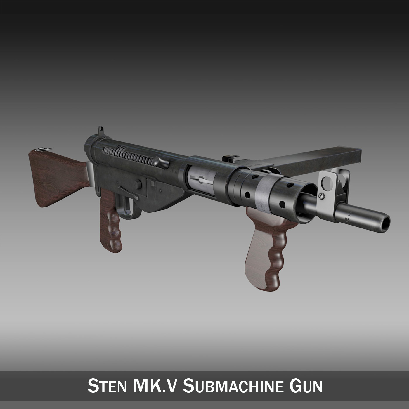 sten mk.v submachine gun 3d model 3ds fbx c4d lwo obj 195122