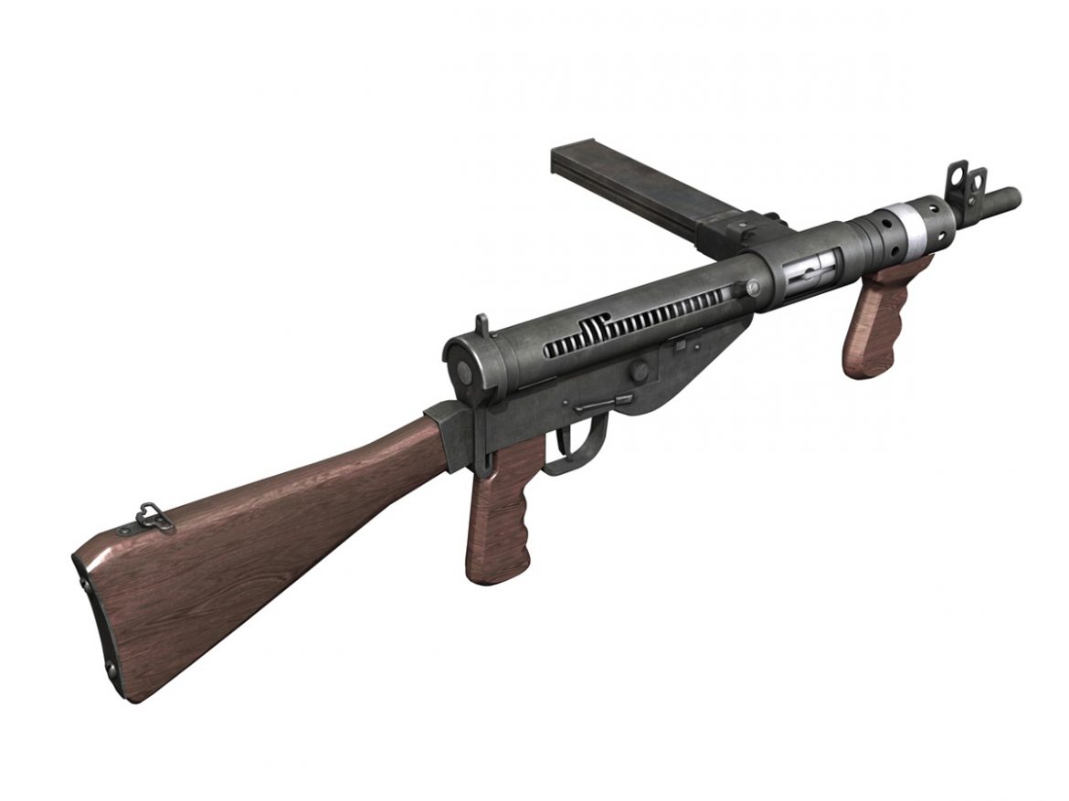 sten mk.v submachine gun 3d model 3ds fbx c4d lwo obj 195126