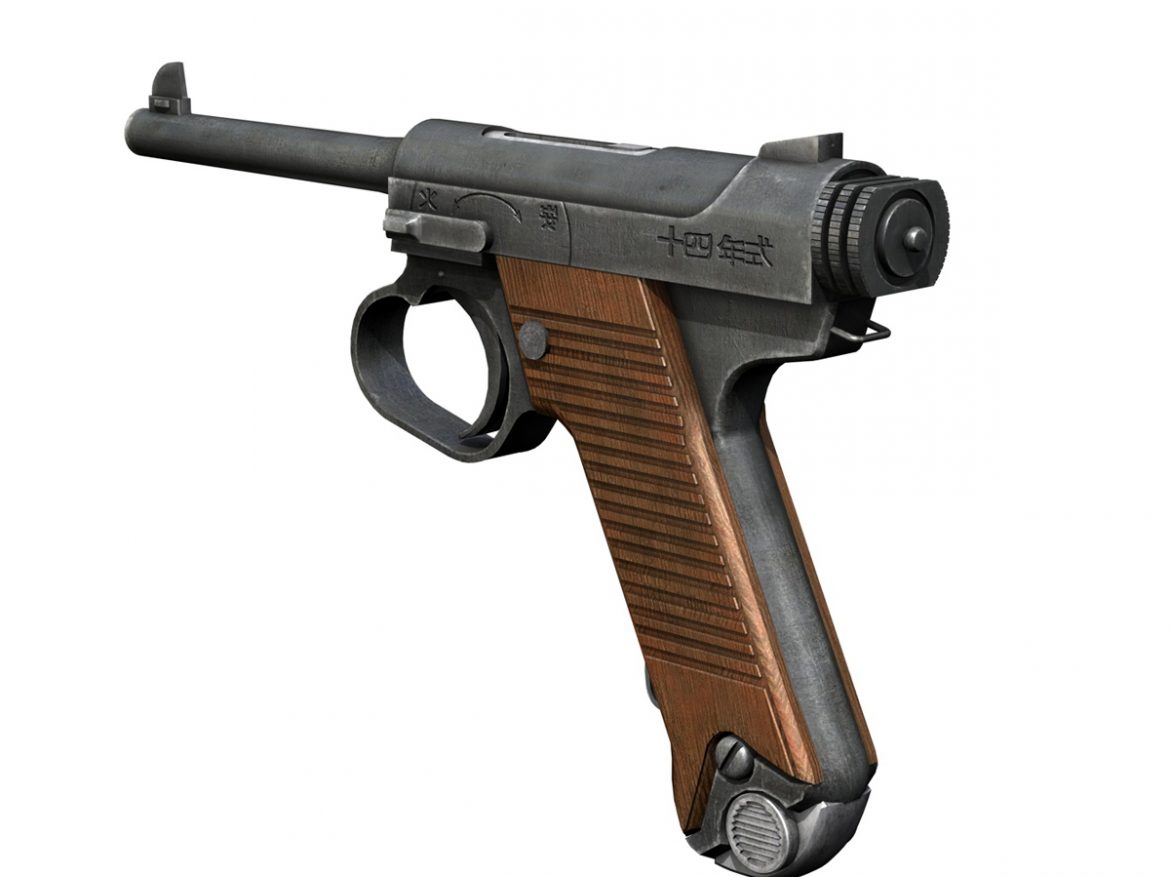 nambu pistol type 14 3d model 3ds fbx c4d lwo obj 195156