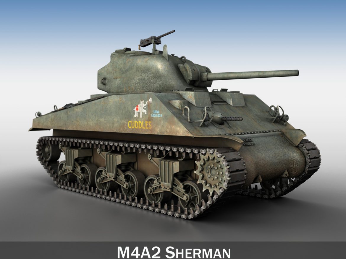 m4a2 sherman – cuddles 3d model 3ds fbx c4d lwo obj 195185