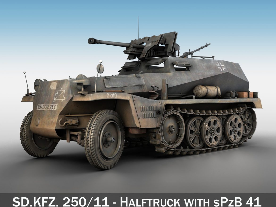 sd.kfz 250/11 – halftruck with spzb 41 – pzgrendiv 3d model 3ds fbx c4d lwo obj 197648
