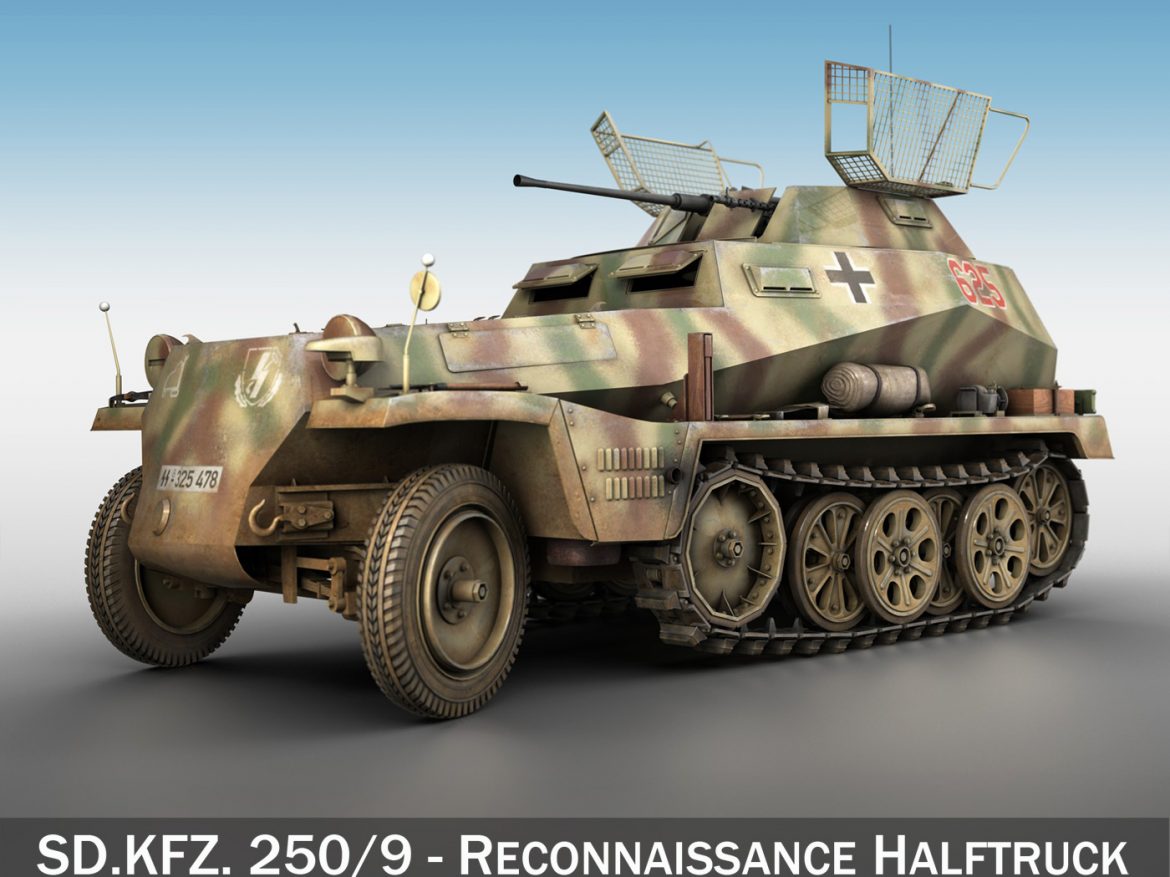 sd.kfz 250 9 – half-track armored vehicle 3d model 3ds fbx c4d lwo obj 198213