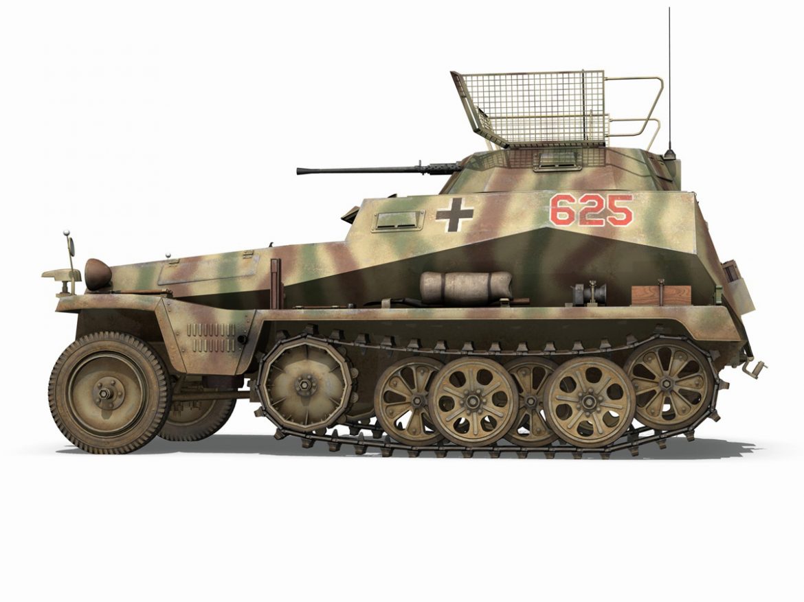 sd.kfz 250 9 – half-track armored vehicle 3d model 3ds fbx c4d lwo obj 198214