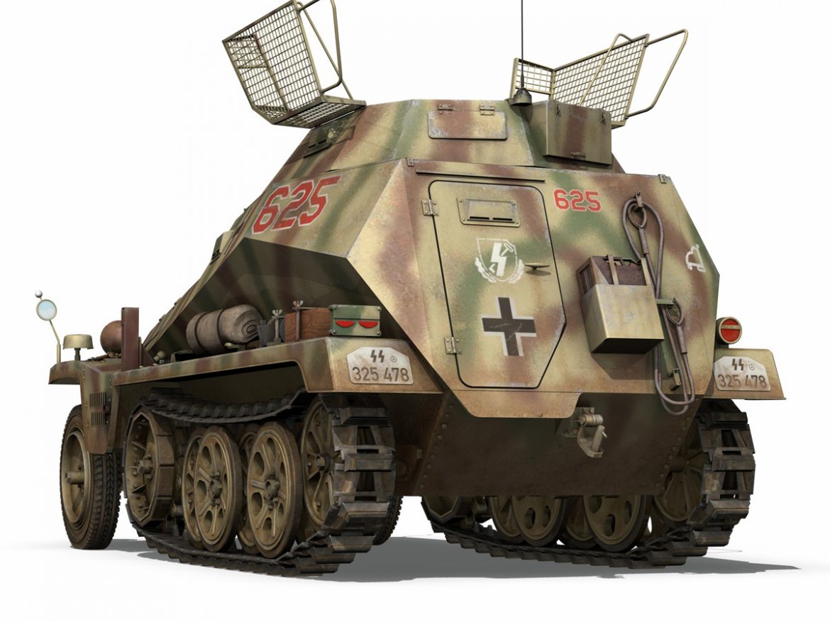 sd.kfz 250 9 – half-track armored vehicle 3d model 3ds fbx c4d lwo obj 198216