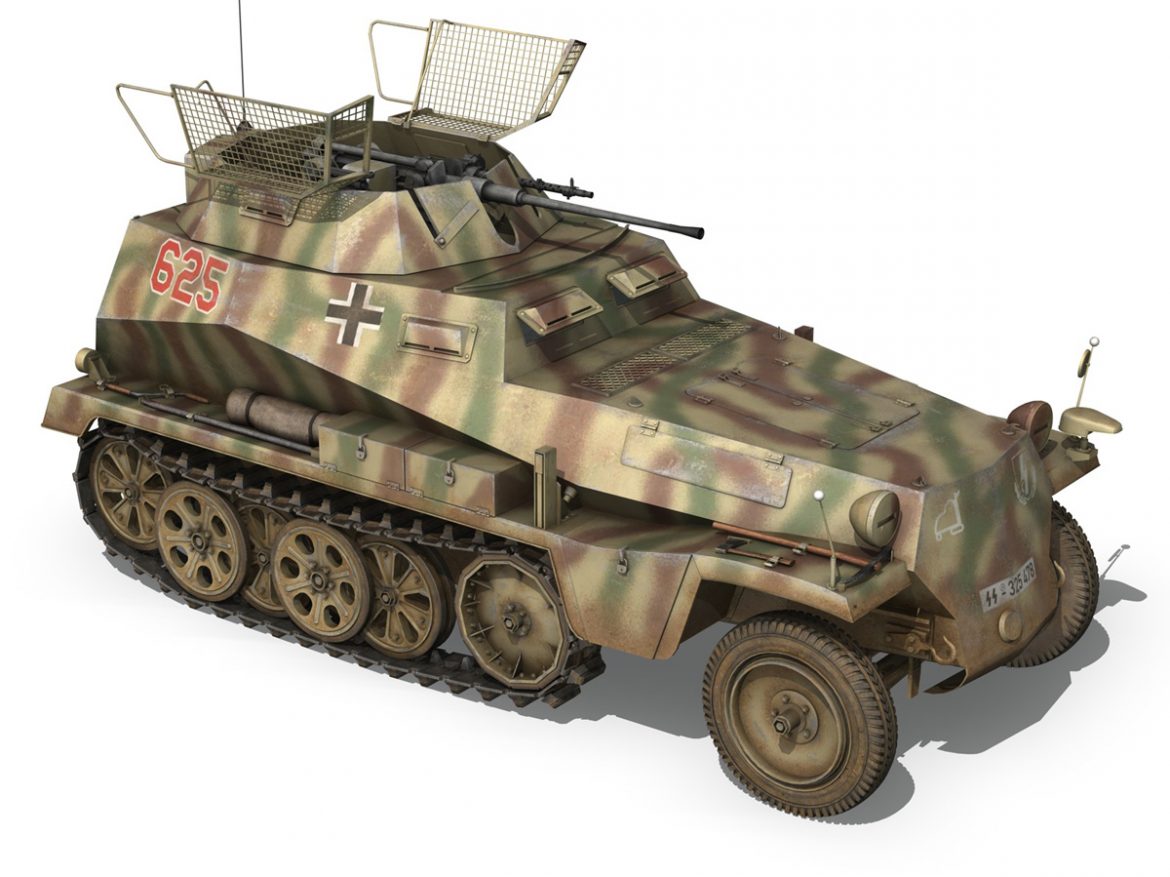 sd.kfz 250 9 – half-track armored vehicle 3d model 3ds fbx c4d lwo obj 198217