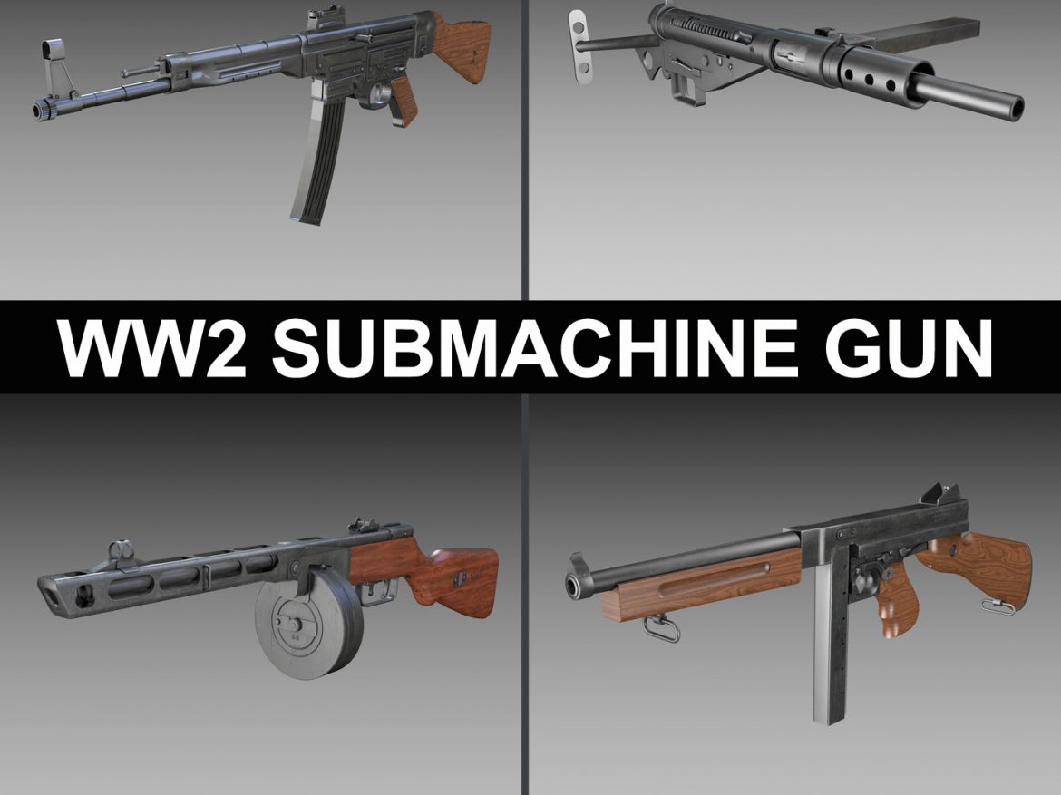 ww2 submachine guns – collection 3d model 3ds fbx c4d lwo obj 199281