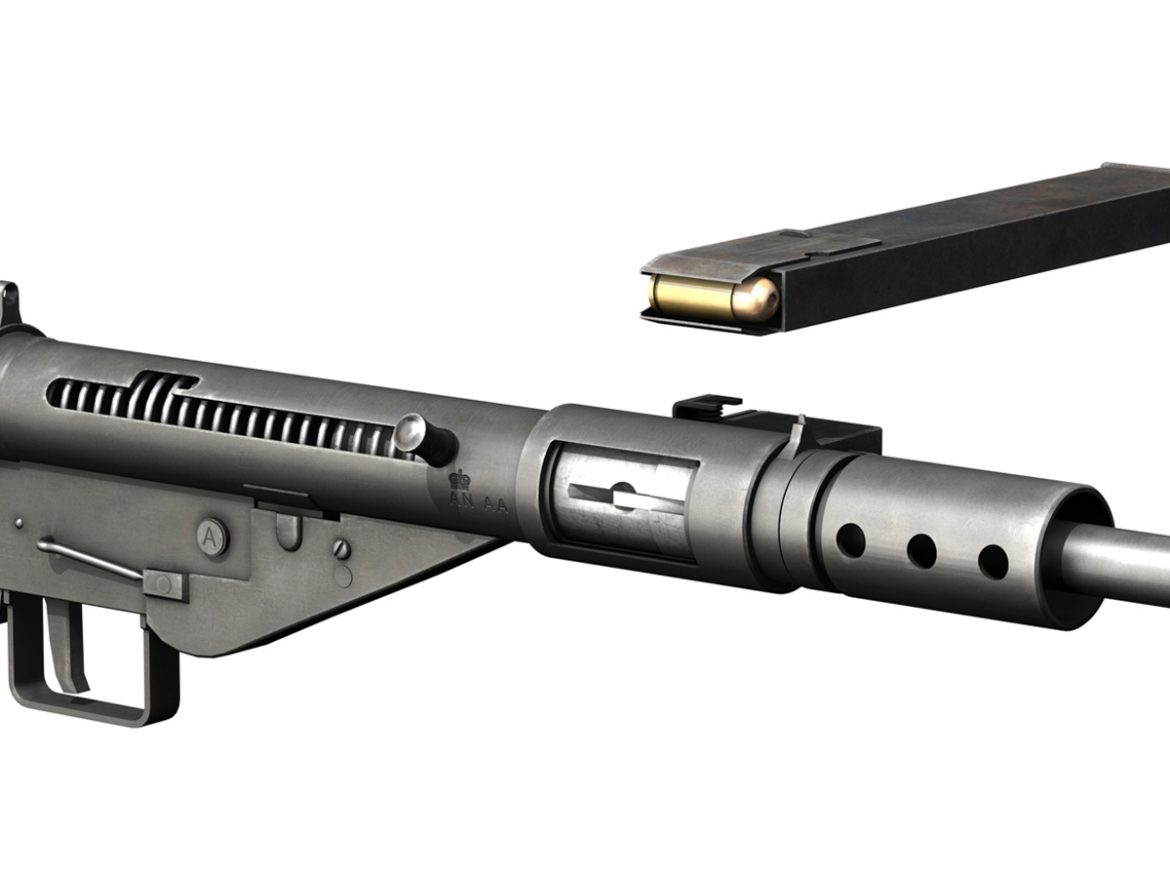 sten submachine gun – collection 3d model 3ds fbx c4d lwo obj 199300