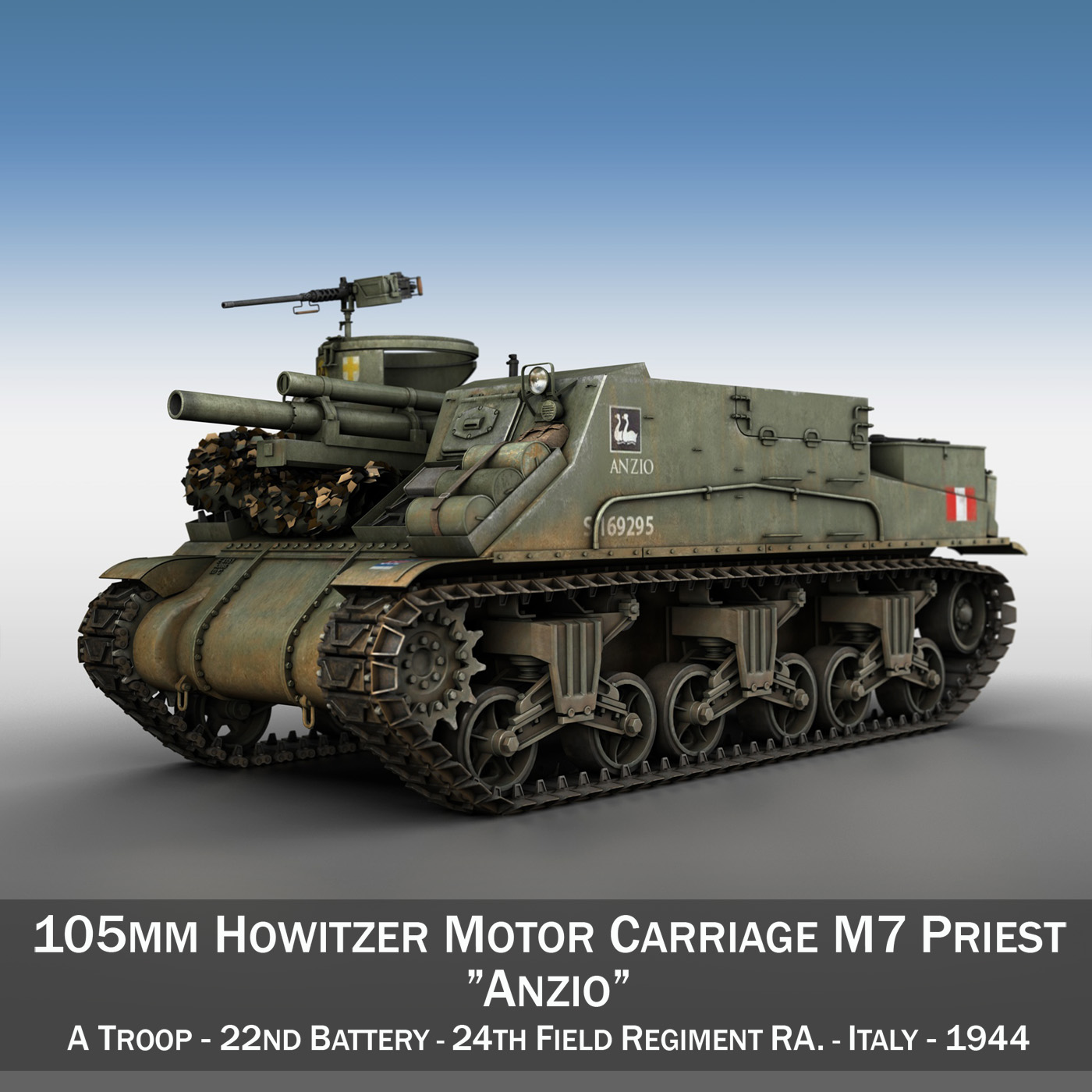 m7 priest – anzio – british army 3d model 3ds fbx c4d lwo obj 201021