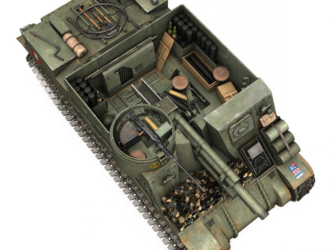 m7 priest – anzio – british army 3d model 3ds fbx c4d lwo obj 201026