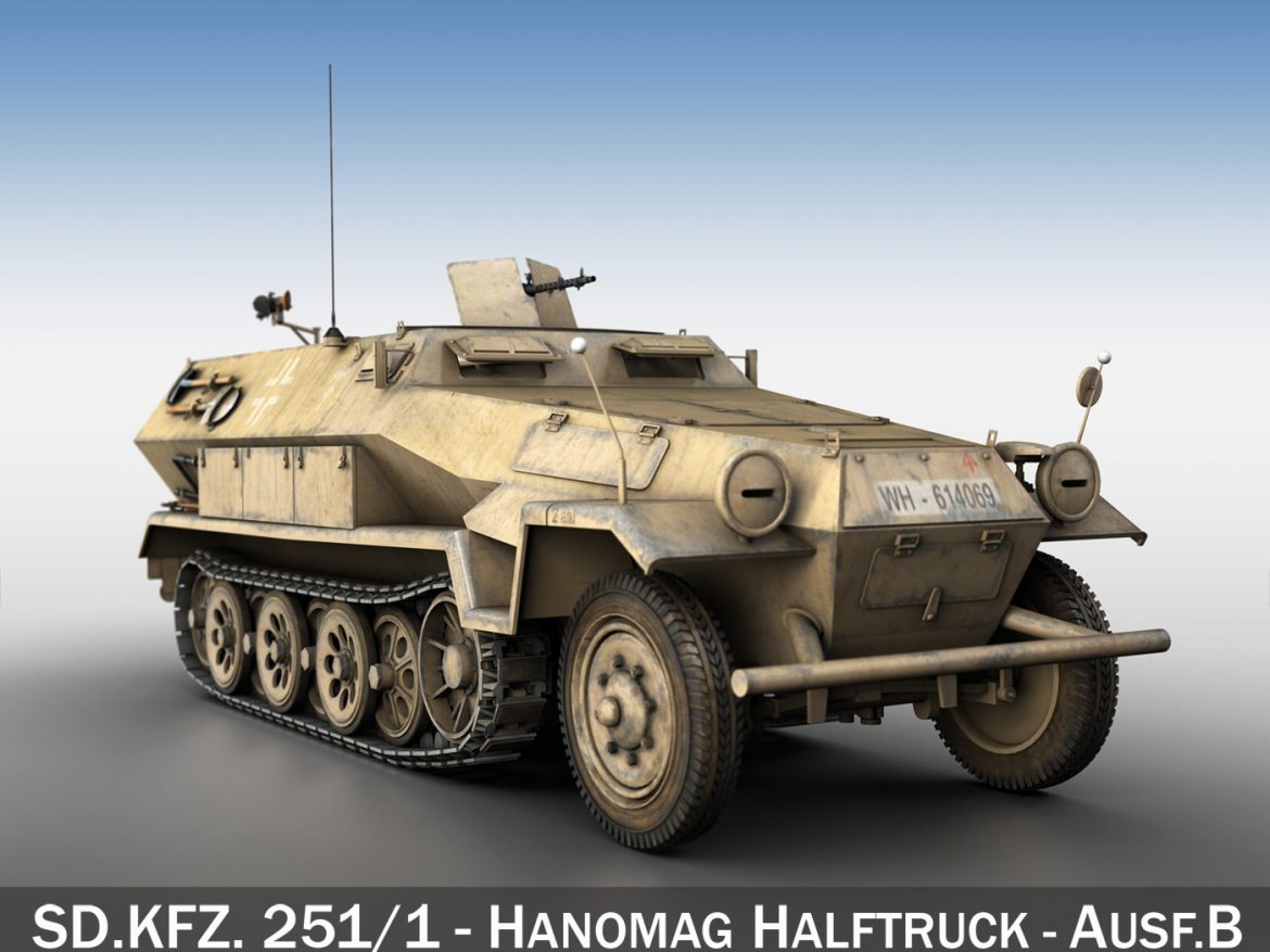 sd.kfz 251 1 ausf.b – hanomag halftruck dak – 15pd 3d model 3ds fbx c4d lwo obj 201298