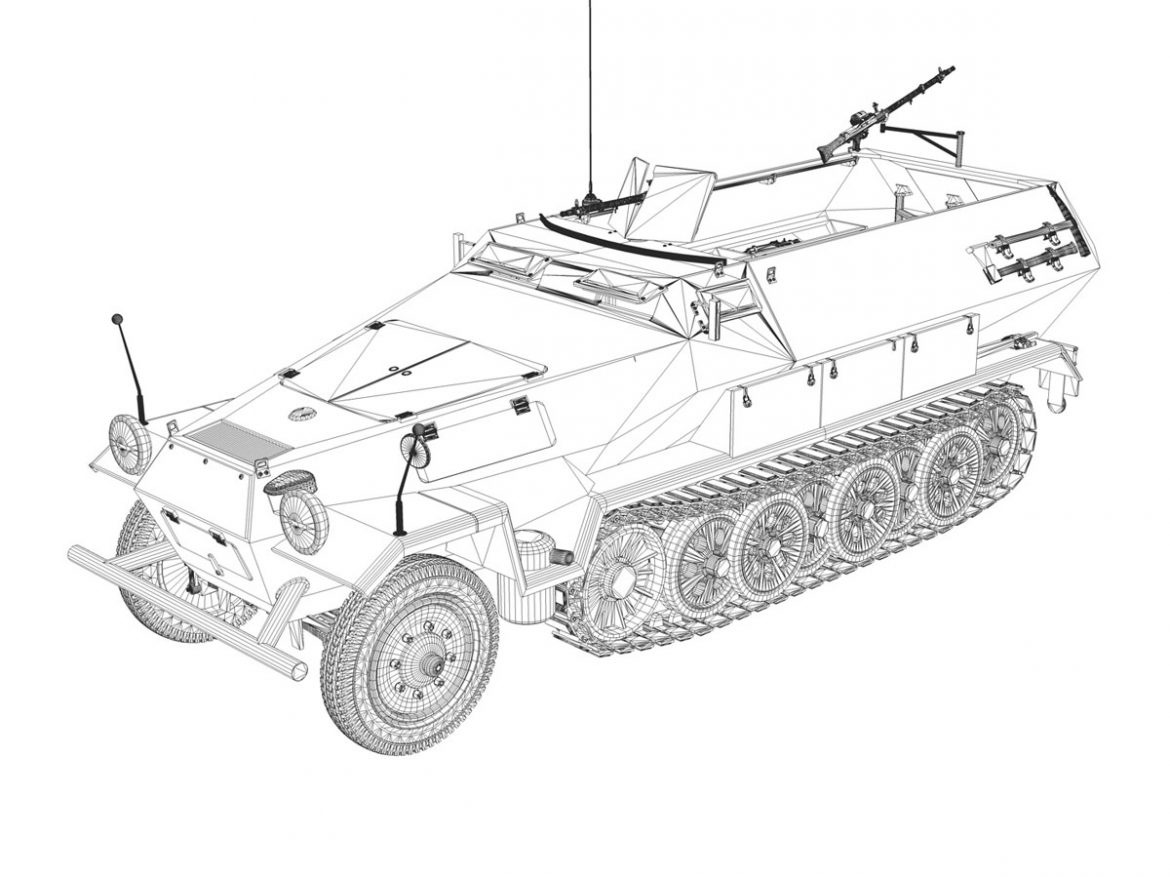 sd.kfz 251 1 ausf.b – hanomag halftruck dak – 15pd 3d model 3ds fbx c4d lwo obj 201307
