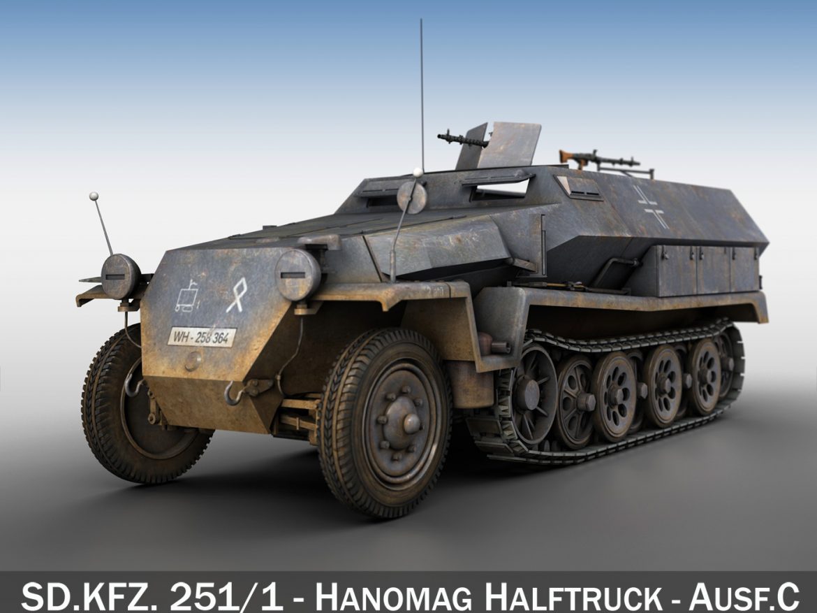 sd.kfz 251 1 ausf.c – half-track 3d model 3ds fbx c4d lwo obj 201390