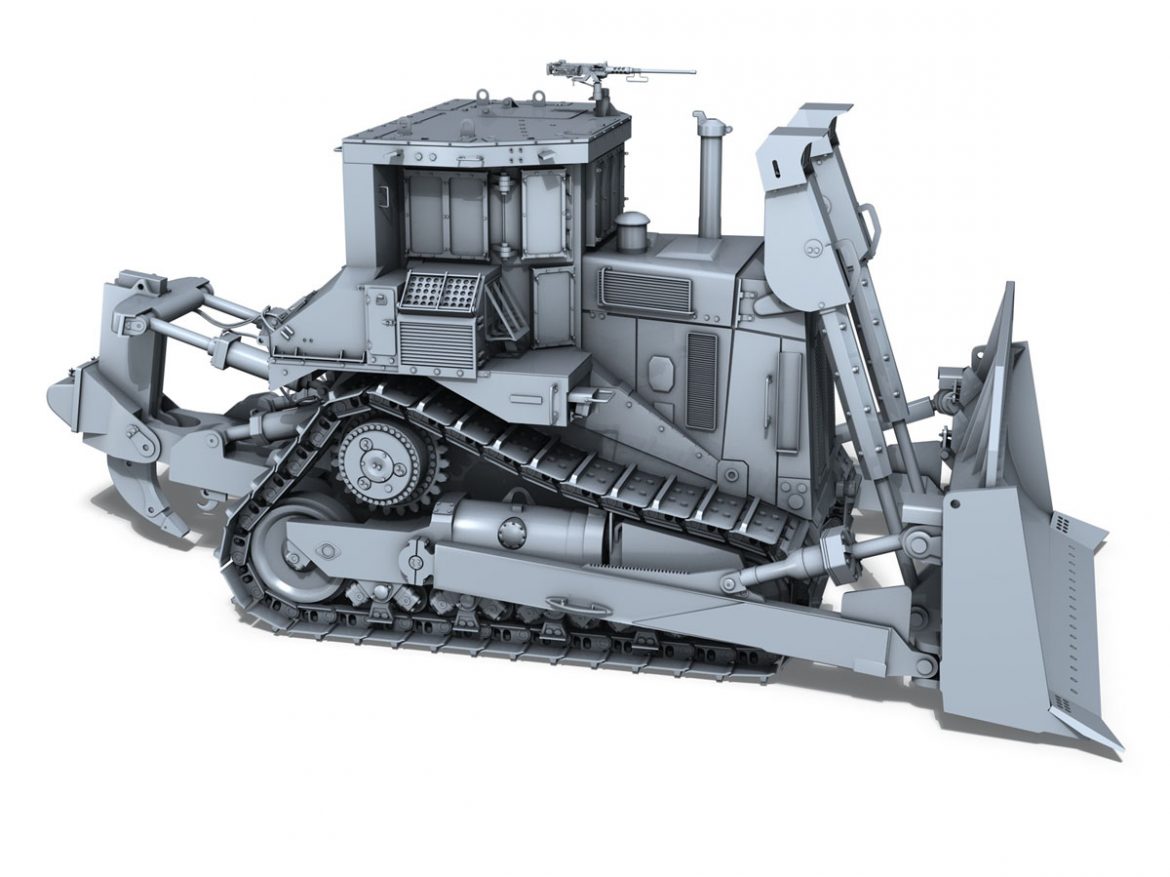 armored cat d9r bulldozer 3d model 3ds fbx c4d lwo obj 201402