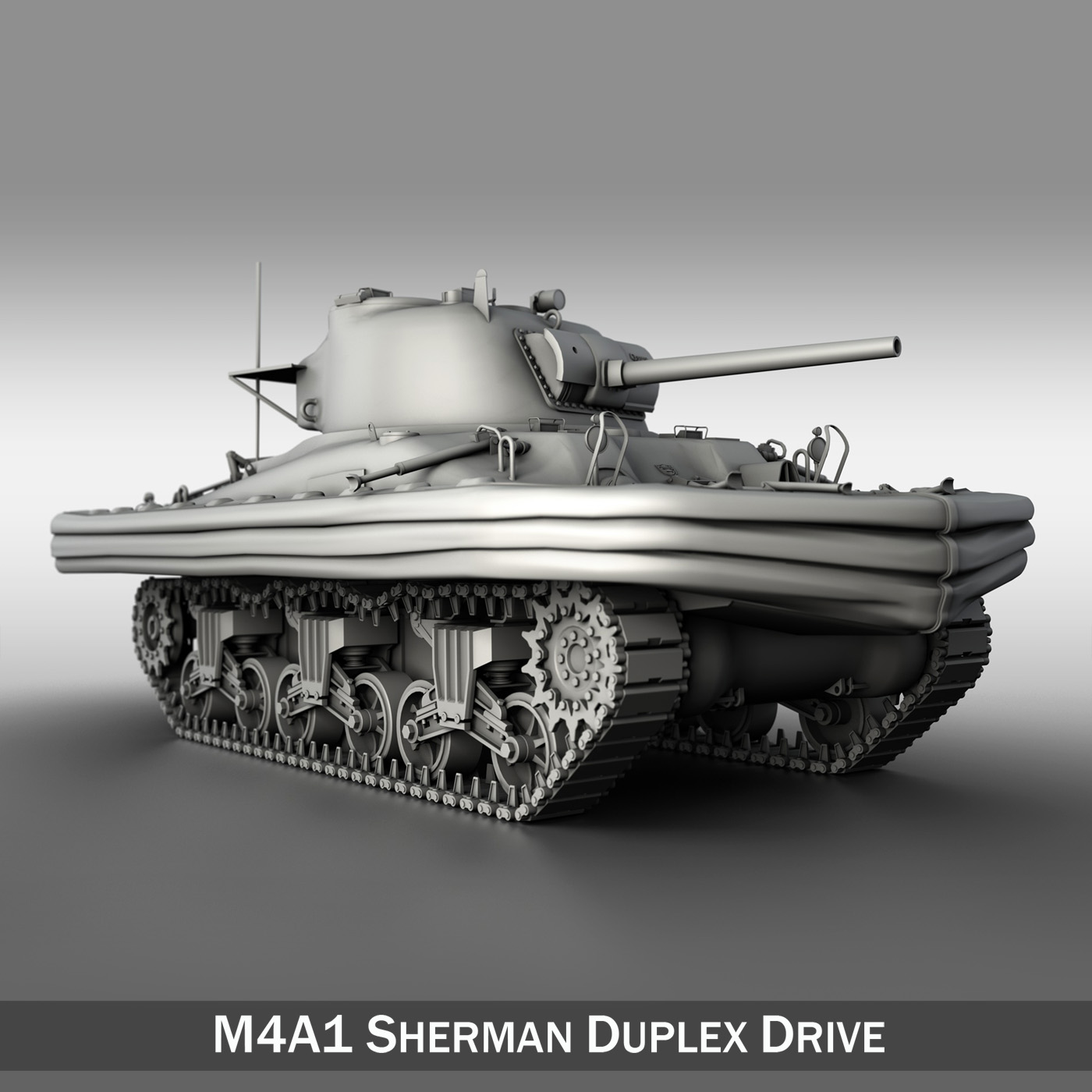 m4a1 sherman – duplex drive 3d model 3ds fbx c4d lwo obj 202126