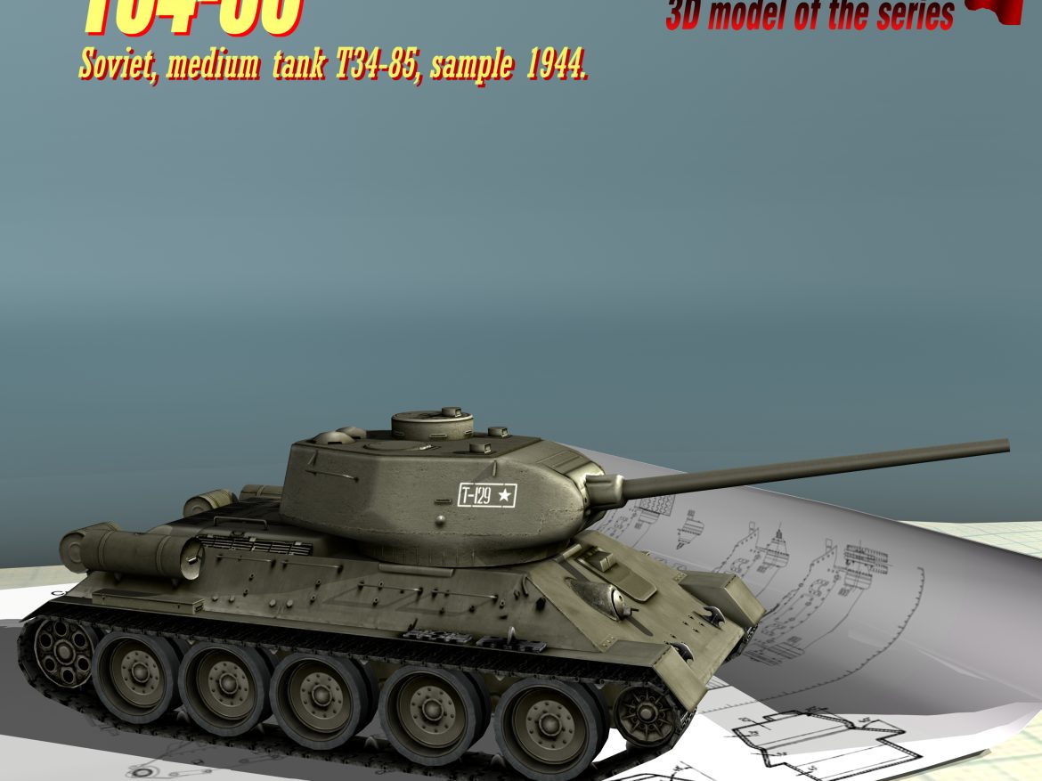 tank t34-85 3d model 3ds max fbx other 203835