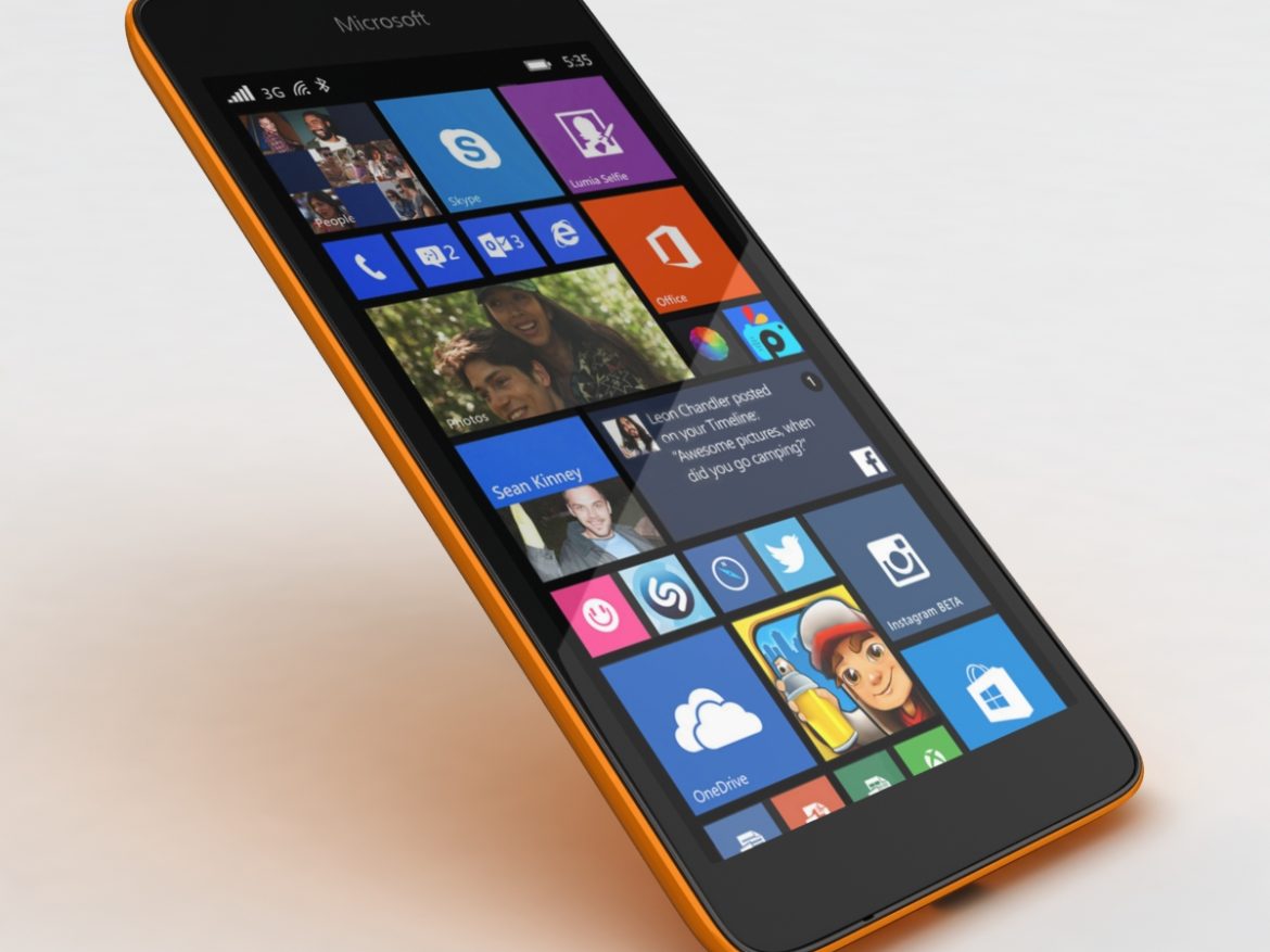 microsoft lumia 535 and dual sim orange 3d model 3ds max fbx c4d obj 204120