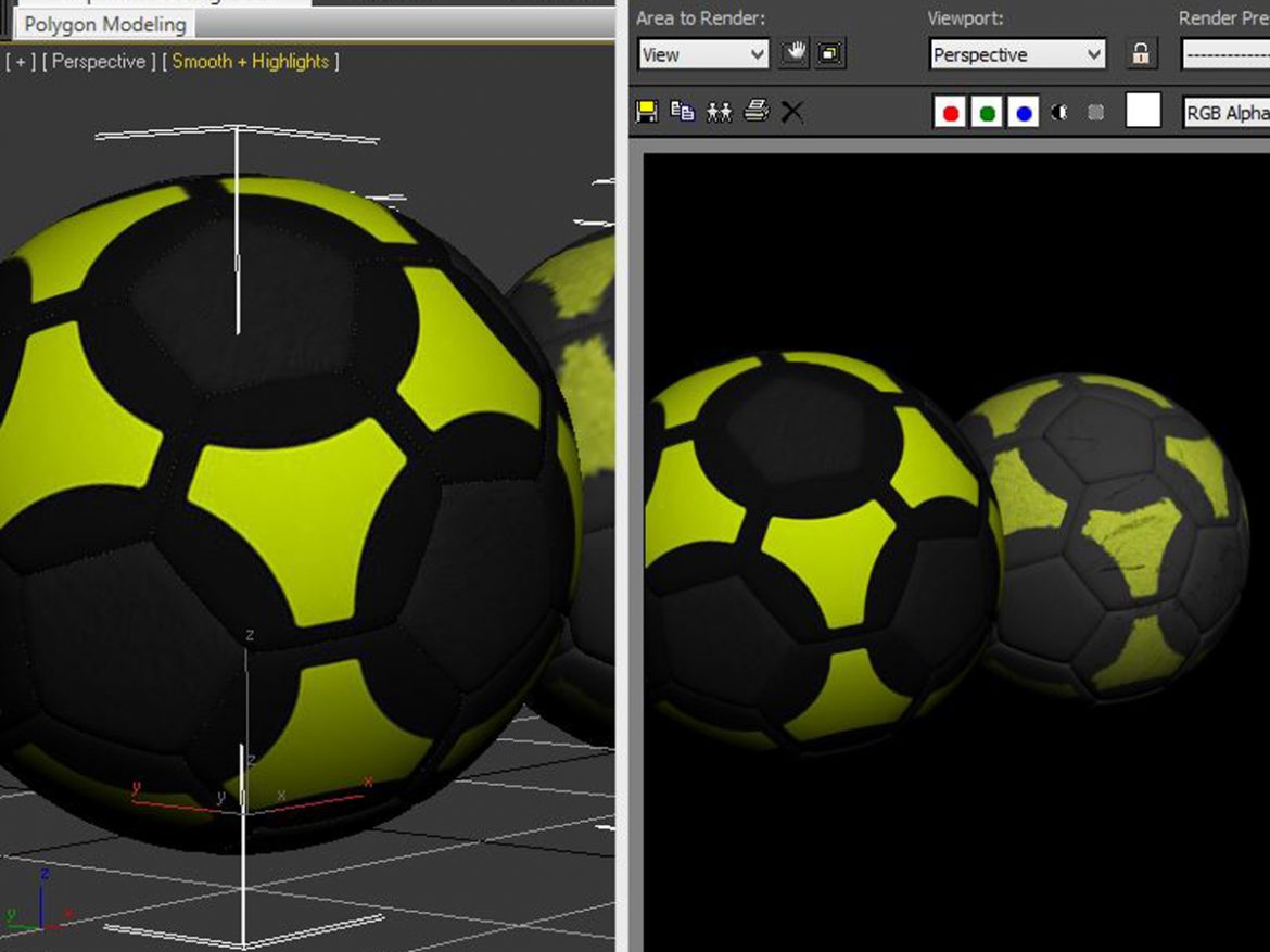 soccerball black yellow 3d model 3ds max fbx c4d ma mb obj 204216