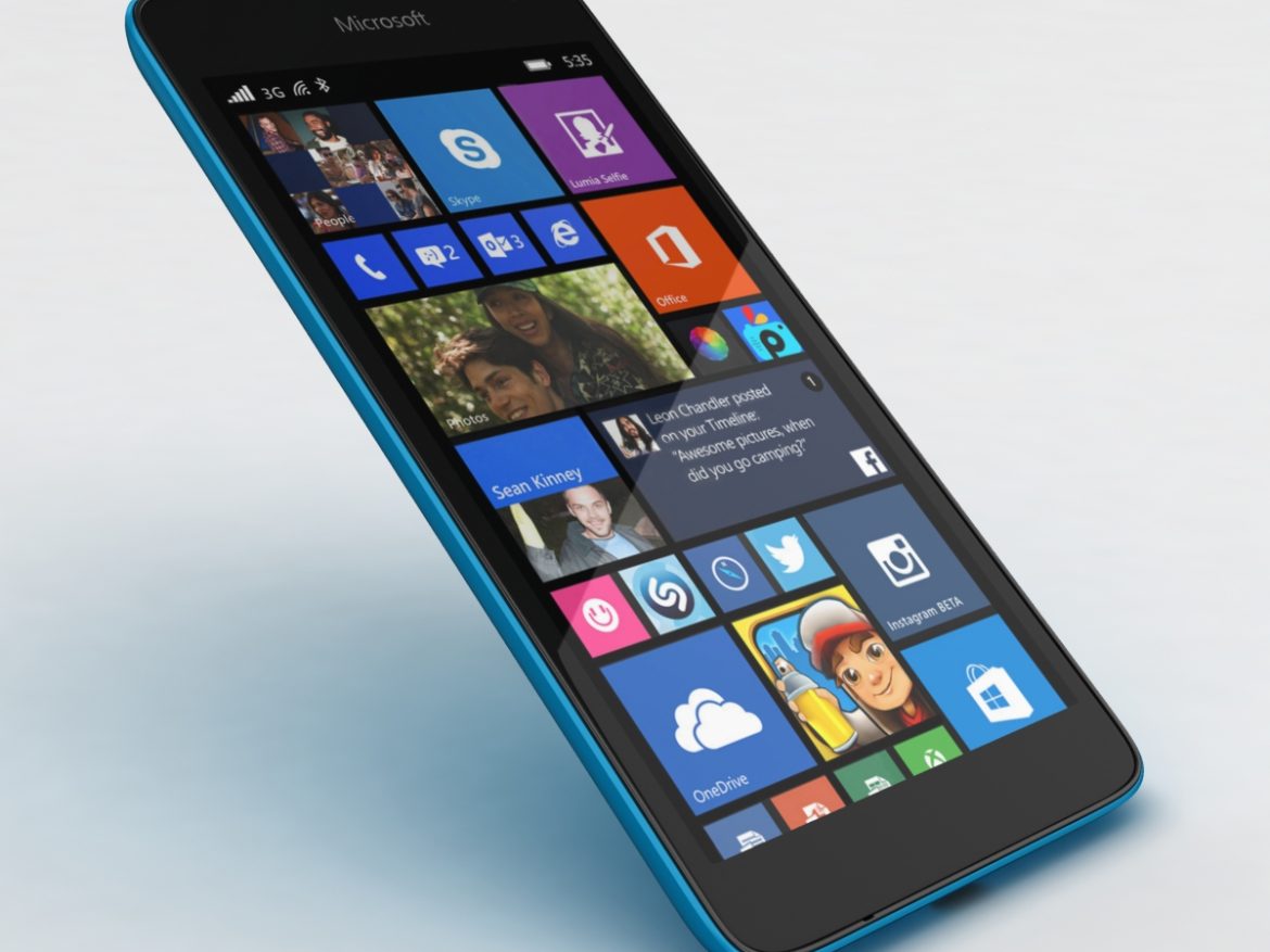 microsoft lumia 535 and dual sim blue 3d model 3ds max fbx c4d obj 204533