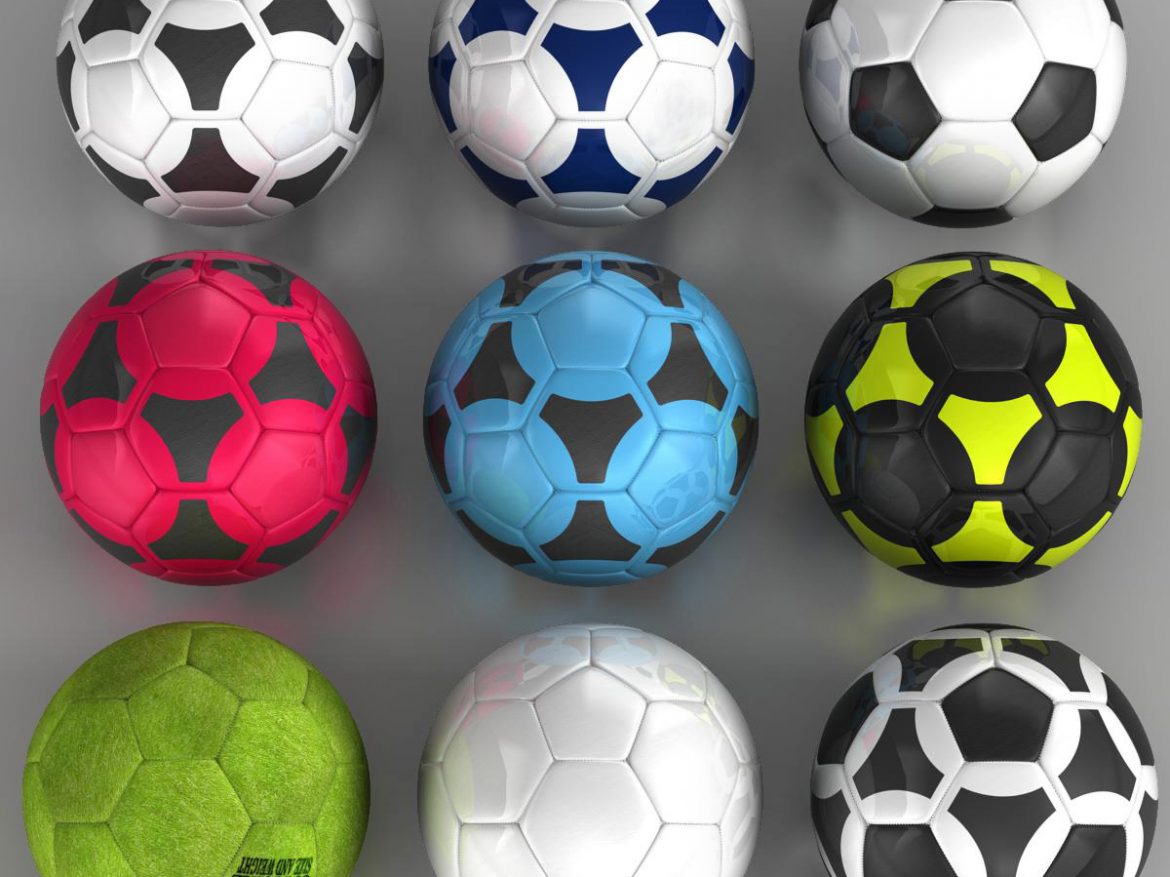 set soccerball 3d model 3ds max fbx c4d ma mb obj 205436