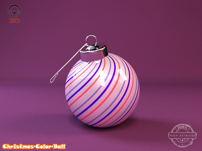 detailed christmas color ball 3d model 3ds max fbx obj 206989