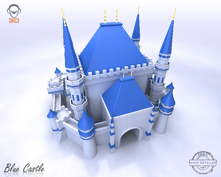 blue castle 3d model 3ds max fbx flt 206997