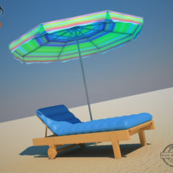 beach chair umbrella 3d model 3ds max fbx obj 207130
