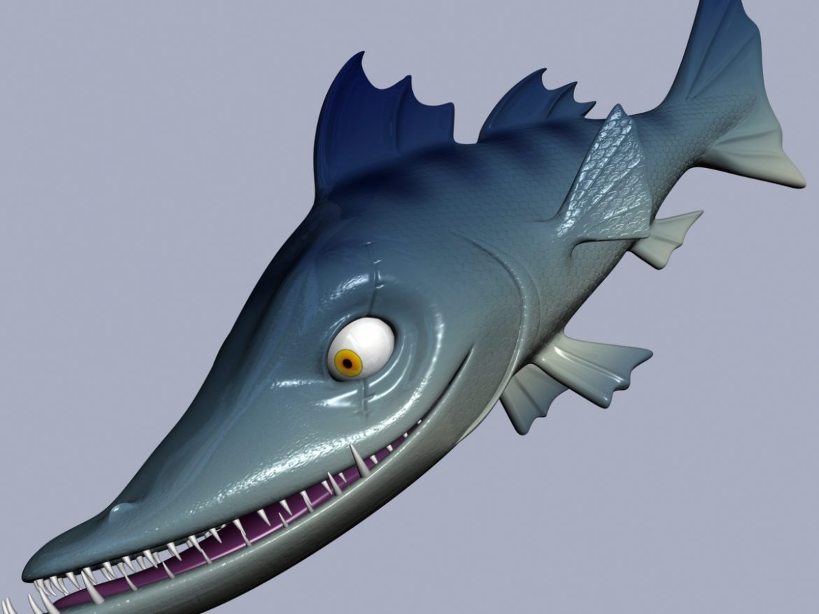 cartoon barracuda fish rigged 3d model 3ds max fbx  obj 207749