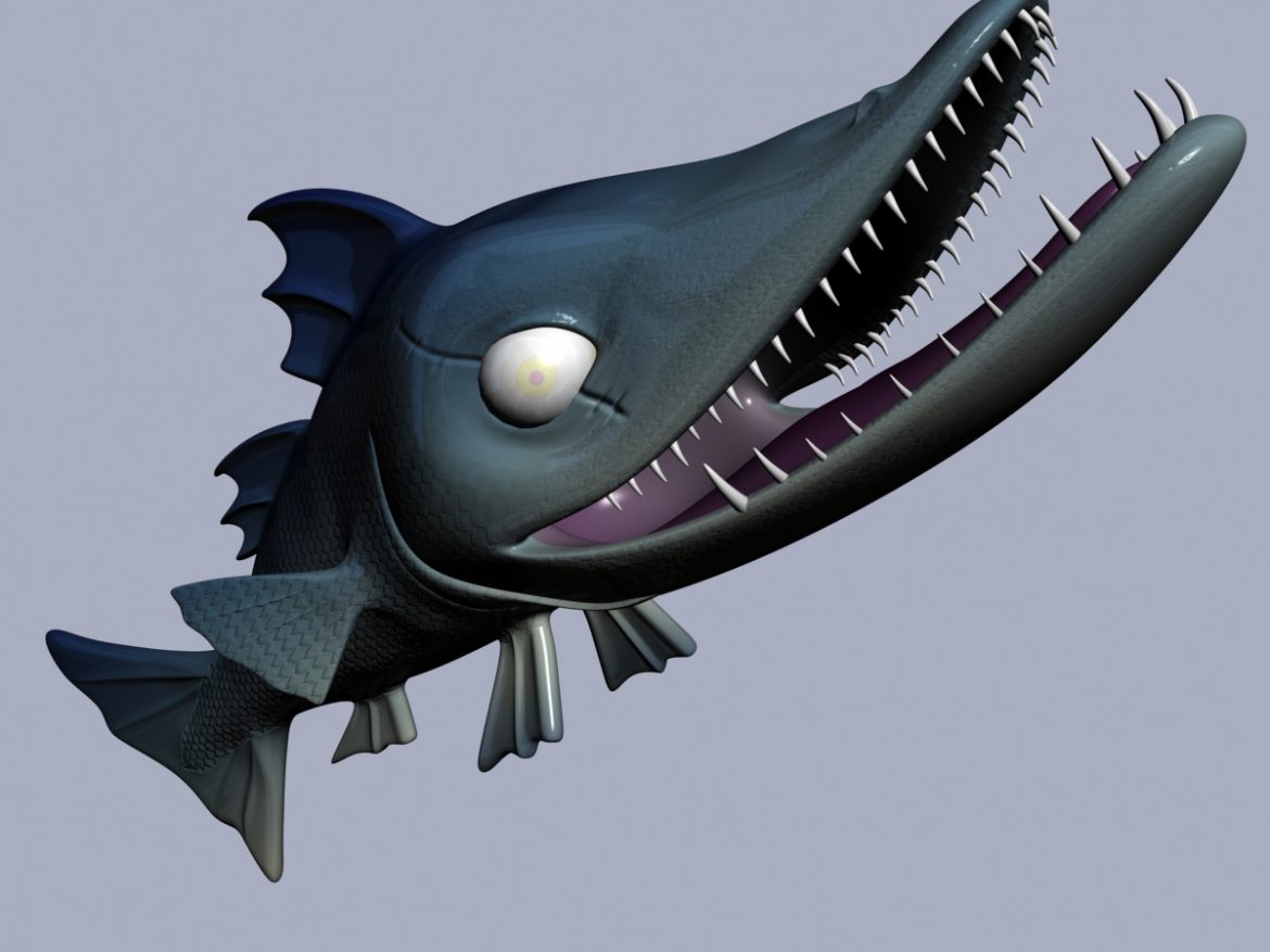 cartoon barracuda fish rigged 3d model 3ds max fbx  obj 207750